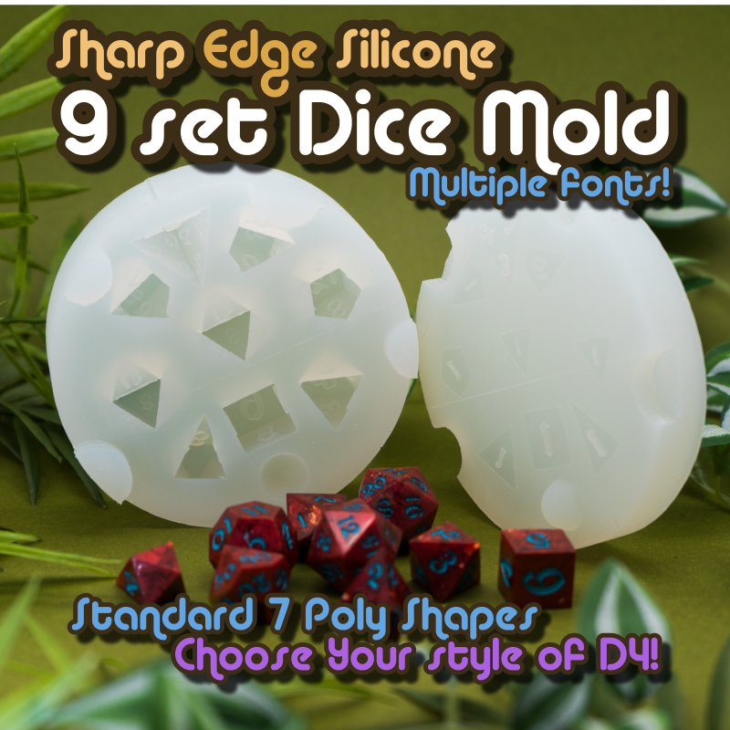 9 Dice Mold - 7 Dice Set + Bonus D20 & Crystal D4 – DruidDice